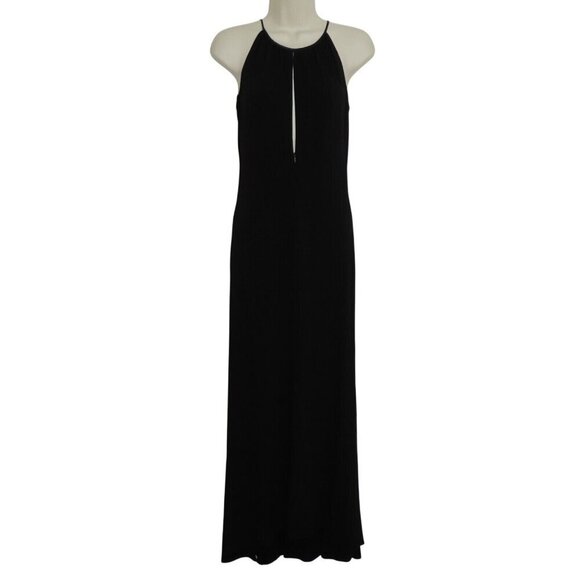 Tahari Womens 2 Zipper Keyhole Front Solid Black Sleeveless Sheath Dress Gown - Picture 1 of 10